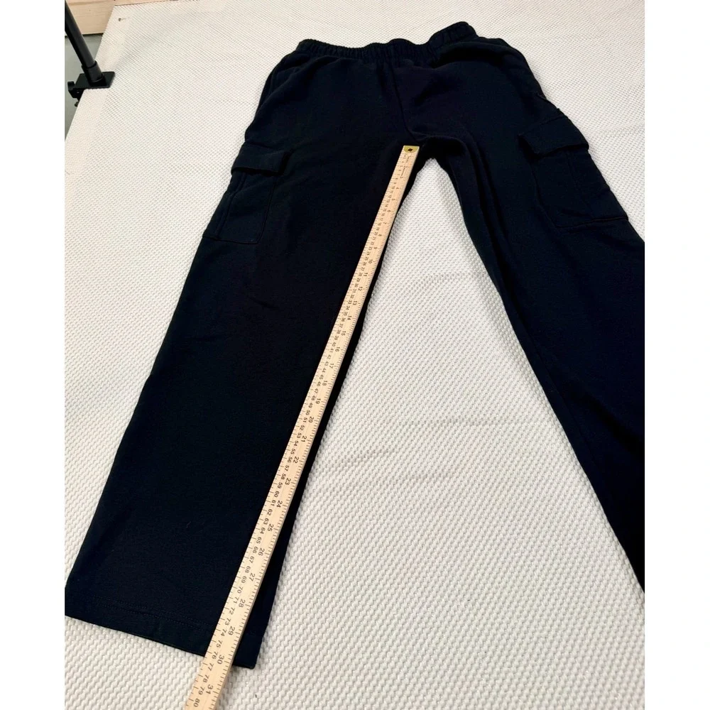 Playboy Cargo Pants Men Size L Black Fleece Sweatpants Multi Pocket Joggers